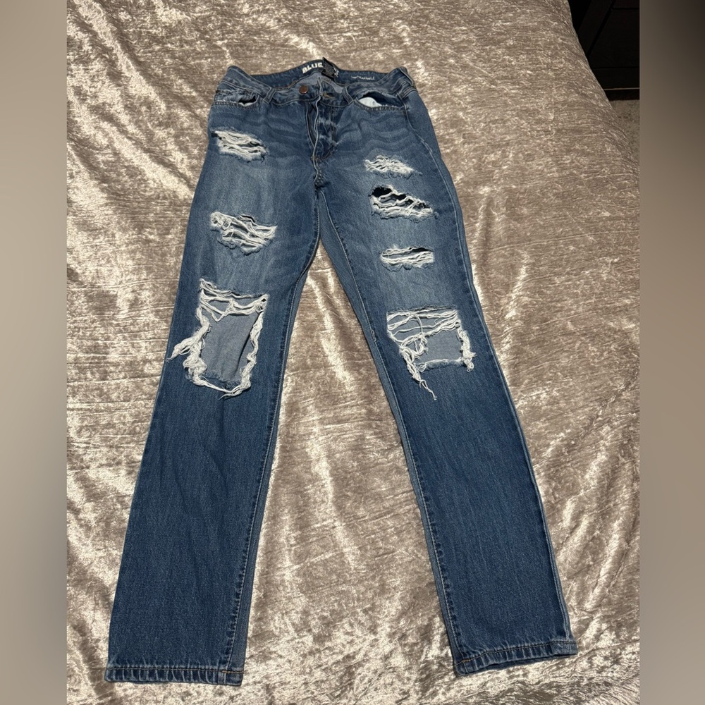 Distressed Blue Jeans